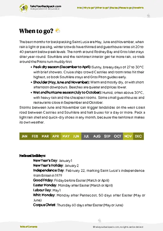 example page 3 from our offline Travel Guide for Saint Lucia